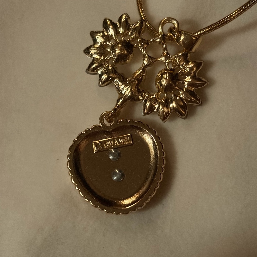 Upcycled Vintage Jewelry with Pink CC Heart Pendant Necklace - Picture 3 of 7